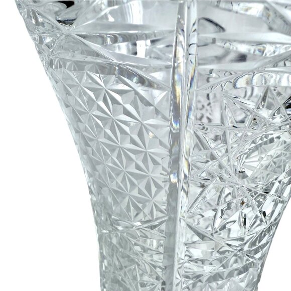 Vintage Cut Crystal Vase – 8” Heavy Starburst Design – 2.5 lbs - Picture 6 of 11